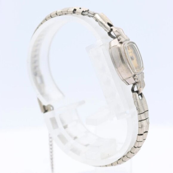 Vintage 1962 Bulova Cocktail Ladies Mechanical Wristwatch Steel & White 10k RGP